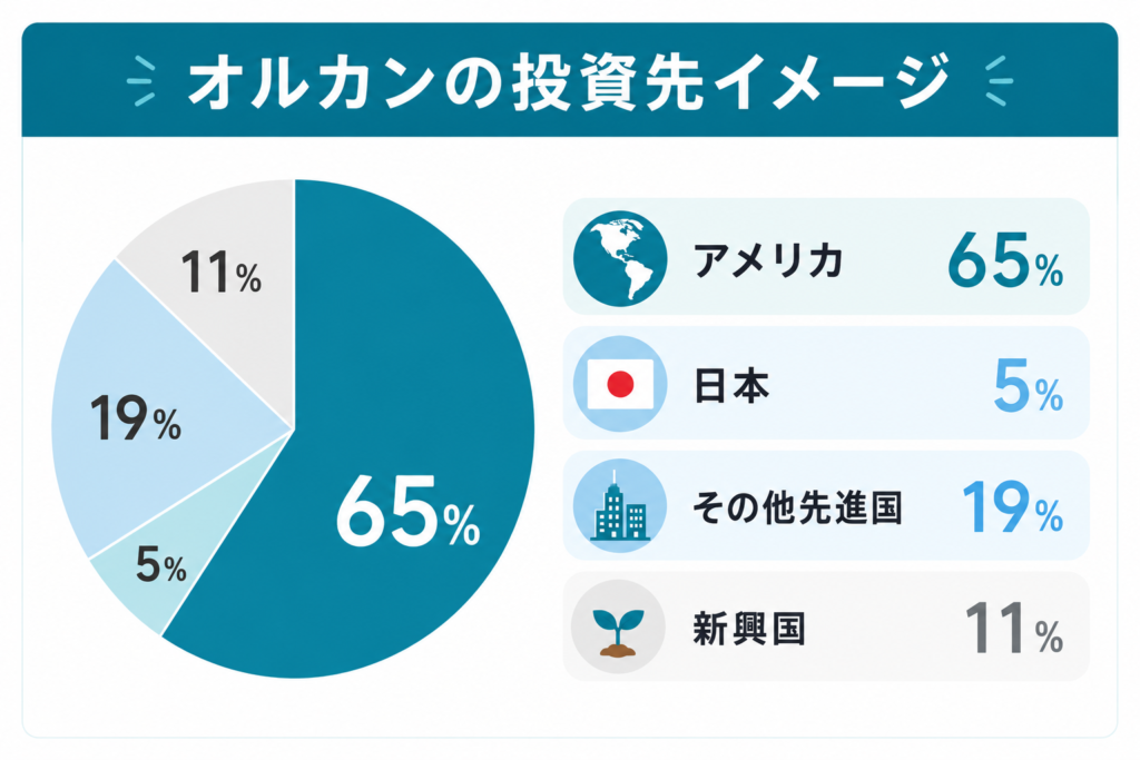 オルカンは世界約50か国へ分散投資できるイメージ
