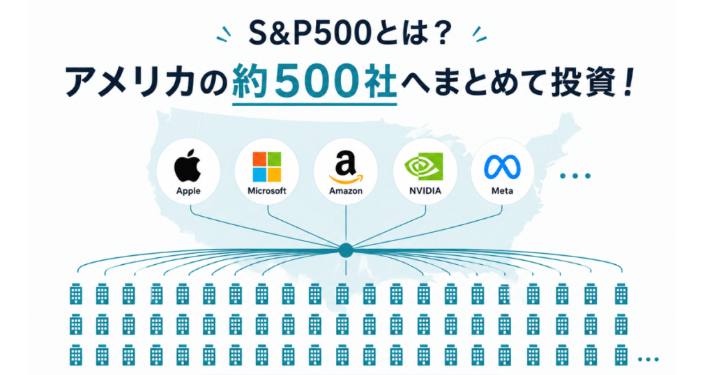 S&P500はアメリカ約500社へまとめて投資できるイメージ